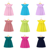 Baby dresses Boutique Kids Ruffle Pearl Dress little girls dresses Cotton Toddler Girls Smocked Flutter Sleeve Blank Dress