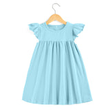 Baby dresses Boutique Kids Ruffle Pearl Dress little girls dresses Cotton Toddler Girls Smocked Flutter Sleeve Blank Dress