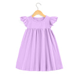 Baby dresses Boutique Kids Ruffle Pearl Dress little girls dresses Cotton Toddler Girls Smocked Flutter Sleeve Blank Dress