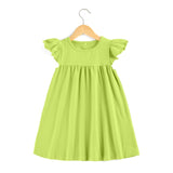 Baby dresses Boutique Kids Ruffle Pearl Dress little girls dresses Cotton Toddler Girls Smocked Flutter Sleeve Blank Dress
