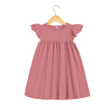Baby dresses Boutique Kids Ruffle Pearl Dress little girls dresses Cotton Toddler Girls Smocked Flutter Sleeve Blank Dress