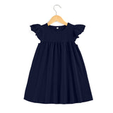 Baby dresses Boutique Kids Ruffle Pearl Dress little girls dresses Cotton Toddler Girls Smocked Flutter Sleeve Blank Dress