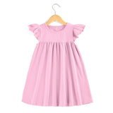 Baby dresses Boutique Kids Ruffle Pearl Dress little girls dresses Cotton Toddler Girls Smocked Flutter Sleeve Blank Dress