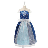 Girl Fluffy Princess Ball Gown Kids Tulle Lace Shoudlerless Performance Dress Cinderella Gorgeous Blue Costumes Halloween Party