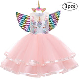 New Girls Dress 3pcs Kids Dresses For Girl Unicorn Party Dress Christmas Carnival Costume Child Princess Dress 3 5 6 8 9 10 Year