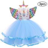 New Girls Dress 3pcs Kids Dresses For Girl Unicorn Party Dress Christmas Carnival Costume Child Princess Dress 3 5 6 8 9 10 Year