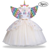 New Girls Dress 3pcs Kids Dresses For Girl Unicorn Party Dress Christmas Carnival Costume Child Princess Dress 3 5 6 8 9 10 Year