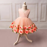 Princess Kids Baby Girls Dress Sleeveless 3D Rose Floral Party Tutu Dress Ball Gown Dresses Back Bowknot Baby Girl Clothes