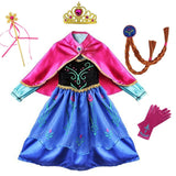 Princess Anna Party Supplies Cosplay Costume for Girls Carnival Kids Dress up Clothing Halloween Birthday Fancy Snow Queen Dress