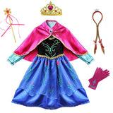 Princess Anna Party Supplies Cosplay Costume for Girls Carnival Kids Dress up Clothing Halloween Birthday Fancy Snow Queen Dress