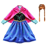 Princess Anna Party Supplies Cosplay Costume for Girls Carnival Kids Dress up Clothing Halloween Birthday Fancy Snow Queen Dress